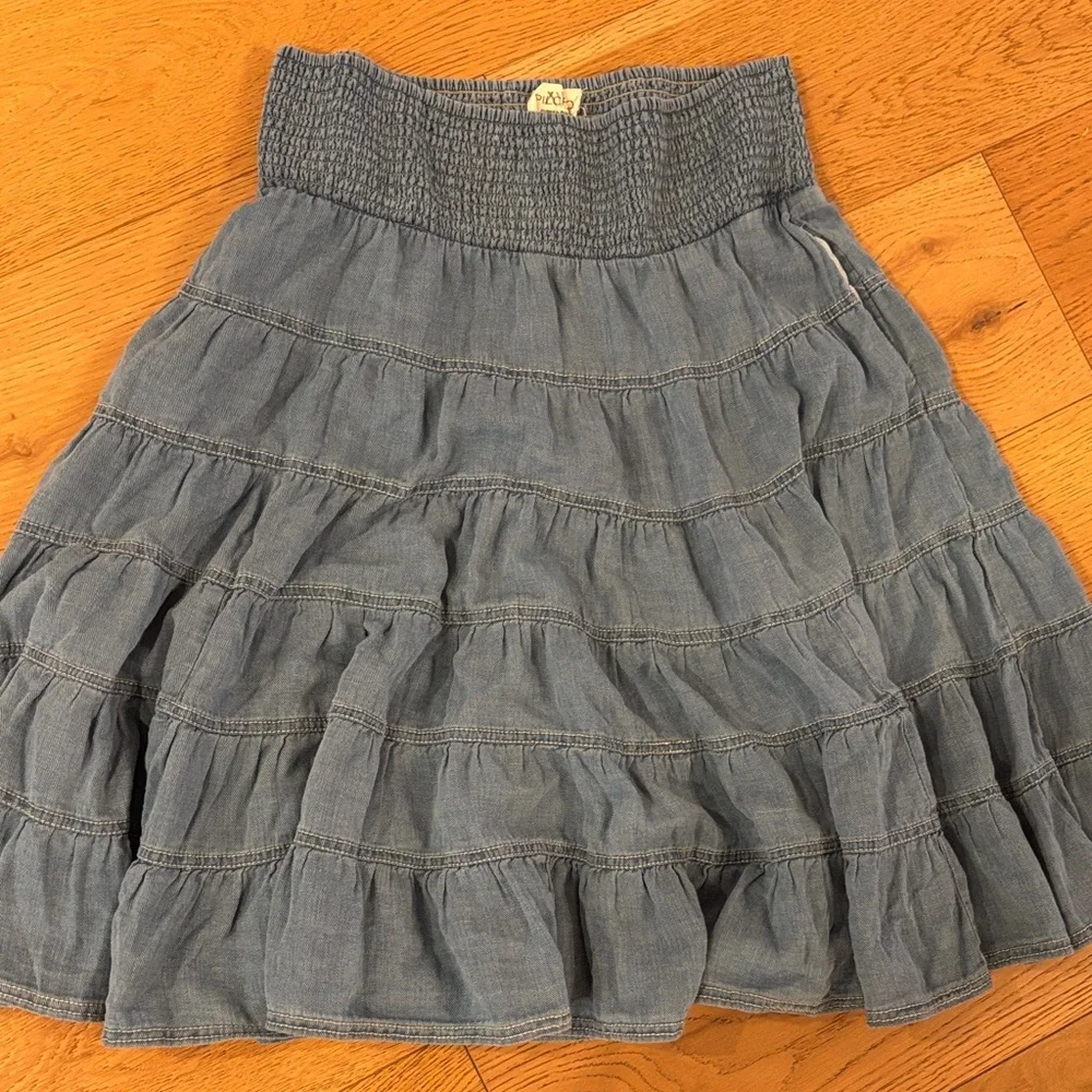 Pilcro Denim Blue Tiered Mini Skirt - Picture 4 of 6